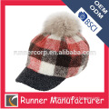 Winter fur pompom hat with ball on top